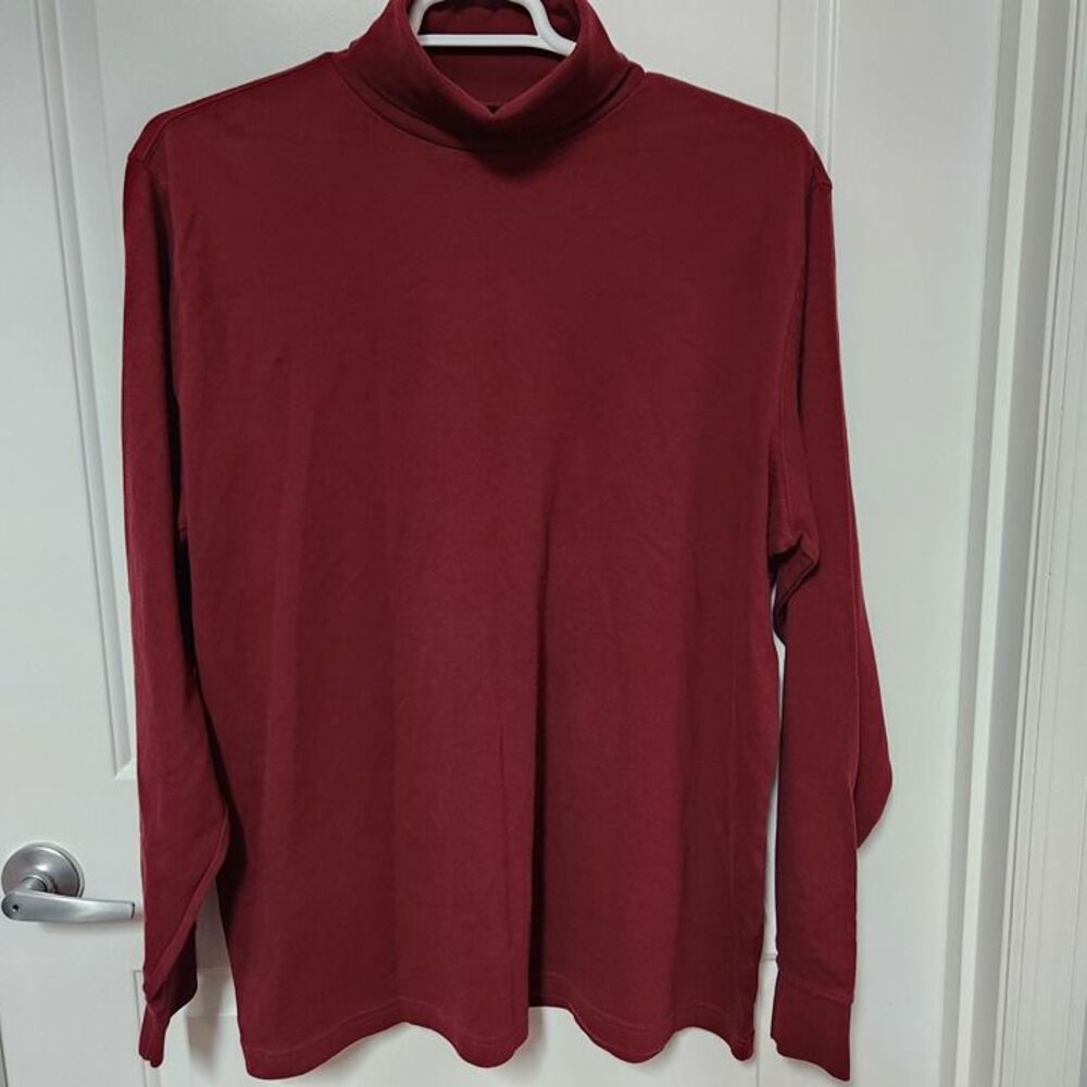 Lands' End Men's XLT Burgundy Turtleneck Sweater Cotton Knit Long Sleeve Tall